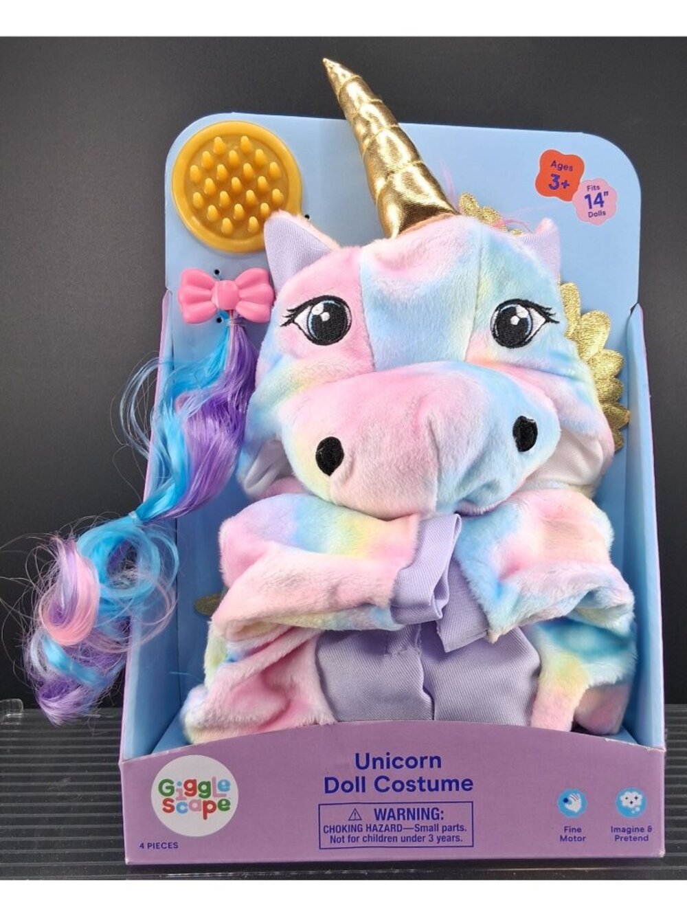 Unicorn Doll Costume With Hair Accessories For 14-Inch Dolls